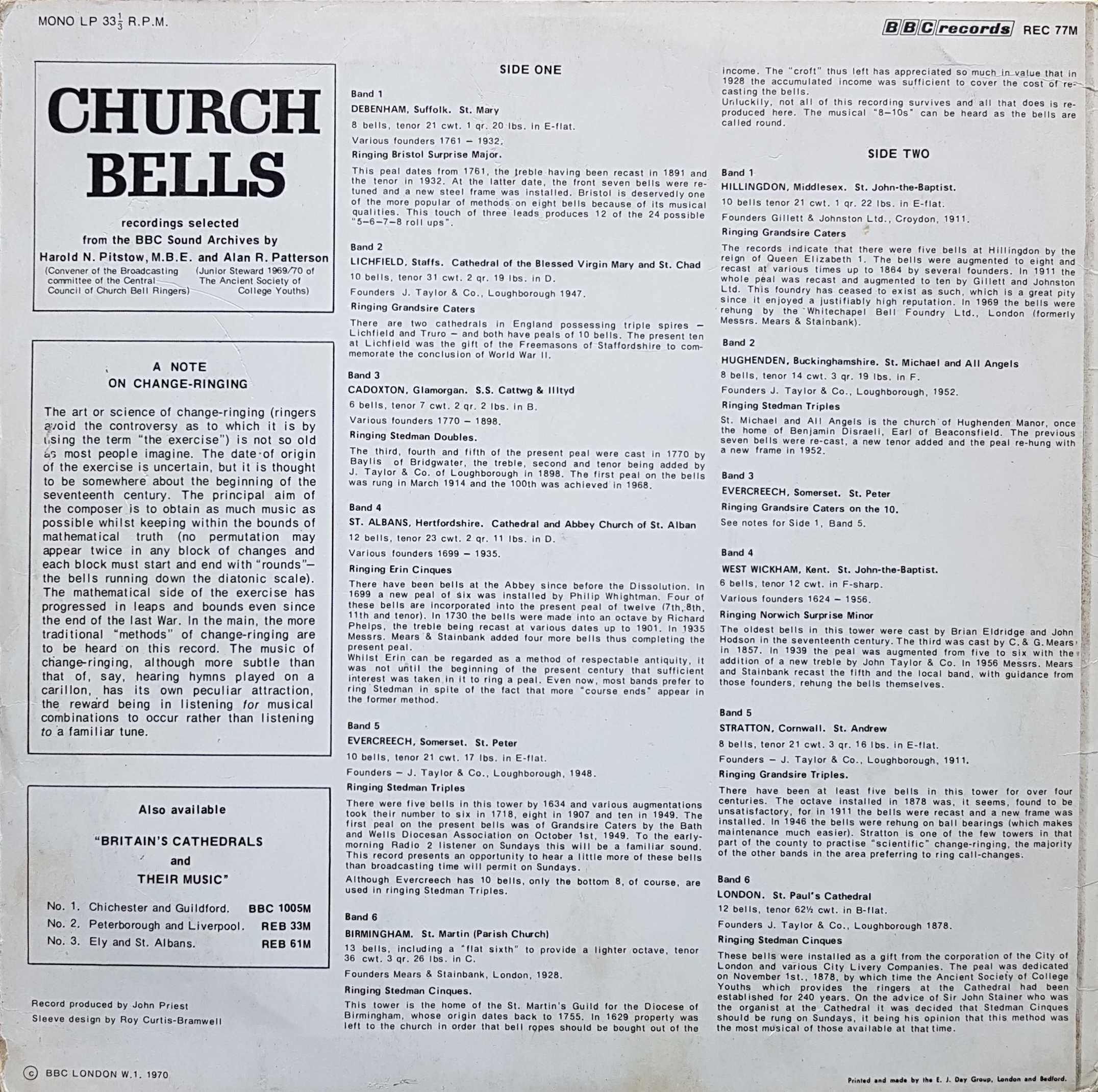 Picture of REC 77 Church bells by artist Various from the BBC records and Tapes library